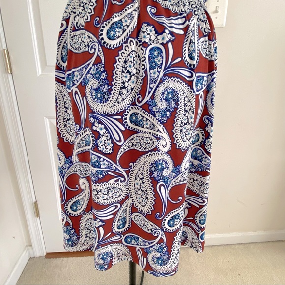 Banana Republic Paisley Medium Dress Red White Blue Stretch Summer Dress - Picture 11 of 15